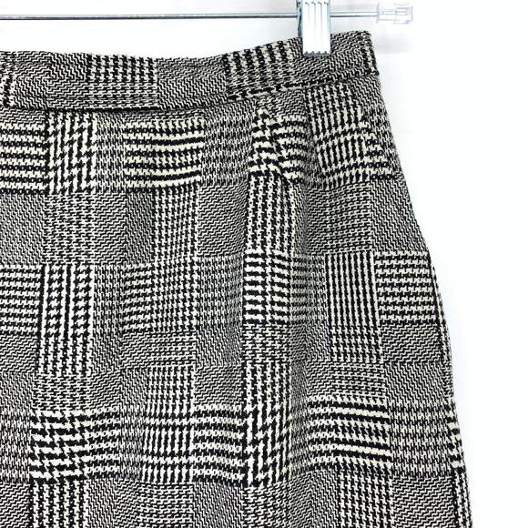 Evan Picone Wool Skirt Womens 2 Glen Plaid High Waist Black White Vintage USA - Picture 3 of 5